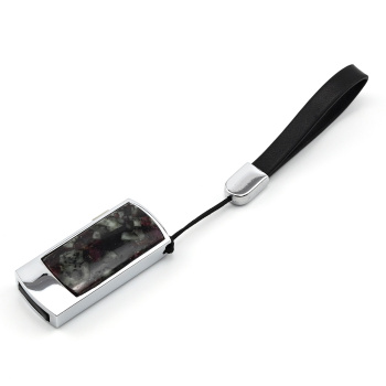 USB флешка 64GB с накладкой из эвдиалита, серебристая арт. 3720071