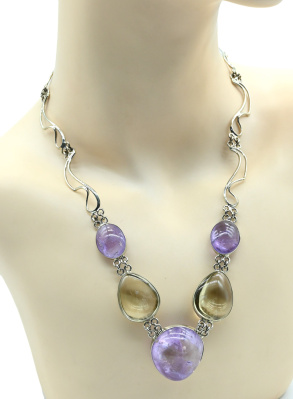 Колье из аметиста и цитрина, 54см. арт. м608005