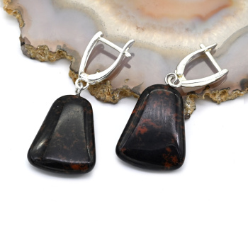 Серьги Колокольчики 17*20мм из обсидиана, 6,9г  арт. 11619128