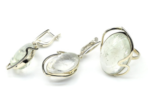 Кольцо и серьги из аметиста зеленого ( празиолит ), размер-18 арт. м103203-18