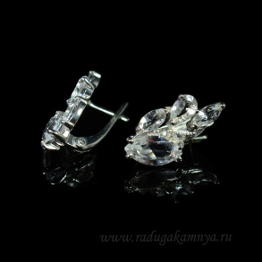 Серьги С925 с родиевым покрытием и фианитами 11*20мм,  3,4гр. арт. ср315016