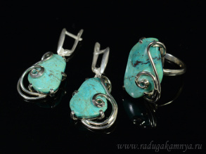 Кольцо и серьги из хризоколлы, размер-19 арт. м153003-19....