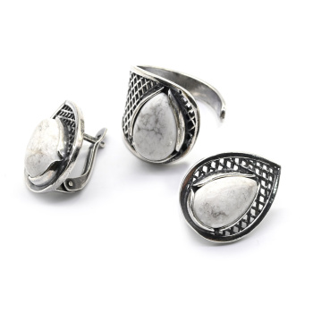 Кольцо Серьги кахолонг. арт. КС032106