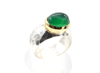 Кольцо С925 с хризопразом, размер 18,5, 6,3г арт. с130059-18,5