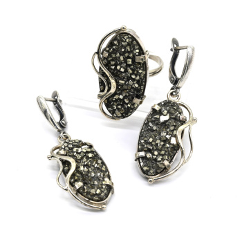Кольцо и серьги пирит, размер-17,5 арт. жн185108-17,5