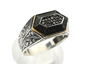 Кольцо мужское С925 с фианитами, размер 19,5, 9,7г арт. с115505-19,5