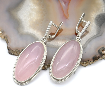 Серьги розовый кварц 18*33мм арт. мч332005