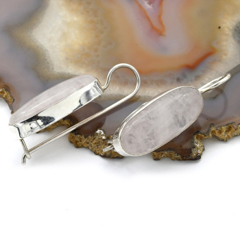 Серьги розовый кварц 11*25мм арт. мч332009..