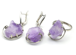 Кольцо и серьги с аметистом, размер-18,5 арт. м103108-18,5