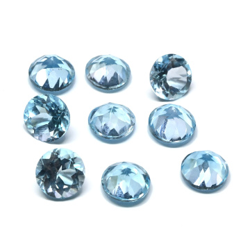 Кабошон из голубого топаза круг гр.8мм, 2ct арт. ап01003