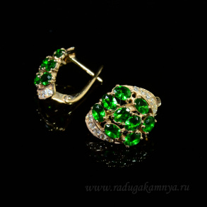 Серьги с925 с покрытием з999 и фианитами 13*17мм, 3,7гр арт. сз315036.