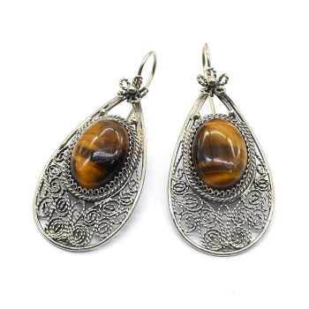 Серьги тигровый глаз 24*45мм. арт. вз313002