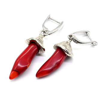 Серьги коралл 13*30мм арт. м338001