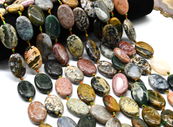 Бусины из яшмы океанической овал 20*30мм, 38см, 11 бусин арт. Б41034