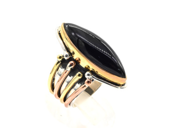 Кольцо С925 с турмалином шерл, 12,6г арт. с109521-18