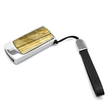 Флеш карта USB на 58GB с накладкой из лабрадорита, серебристая арт. 3720062