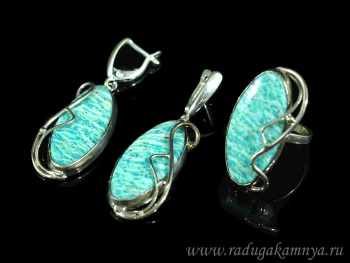 Кольцо и серьги амазонит, размер-18 арт. жн165100-18..