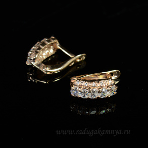 Серьги с925 с покрытием з999 и фианитами 6*13мм, 2,9гр. арт. сз315008