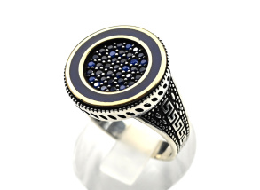 Кольцо мужское С925 с фианитами, размер 22, 10,9г арт. с115508-22