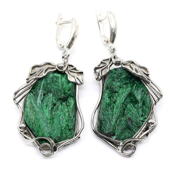 Серьги плисовый малахит. арт. ни317102