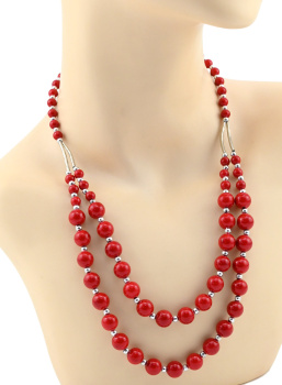 Колье двойное из коралла (имитация), 52см арт. 037157