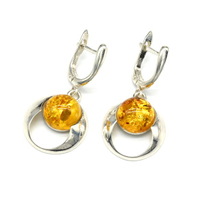 Серьги с янтарем С925 