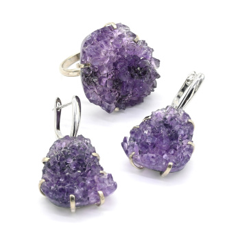 Кольцо и серьги аметист, размер-18 арт. м103128-18