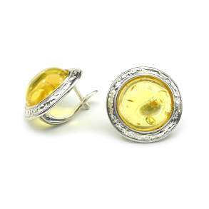 Серьги с янтарем С925 