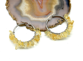 Серьги конго с крошкой из цитрина 45*45мм, 18,4г арт. 11619066