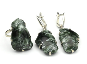 Кольцо и серьги серафинит, размер-17,5 арт. м119080-17,5