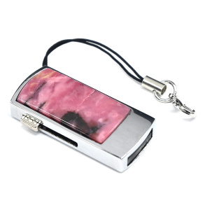 Сувенирная USB флешка с камнем родонит, 32GB, серебристая арт. 3730742