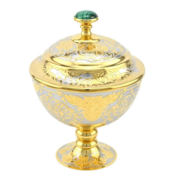 Подарочная сахарница с малахитом 115*115*160мм арт. 3330358-3