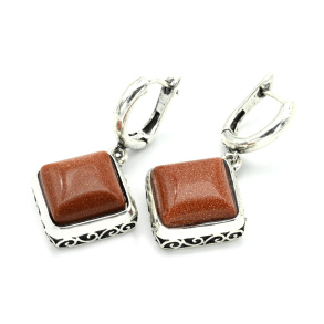 Анонс Серьги с авантюрином (имитация), ромб 22*22мм
