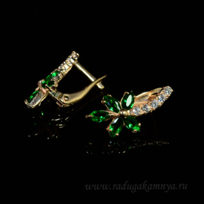 Серьги с925 с покрытием з999 и фианитами 10*20мм, 2,7гр арт. сз315034