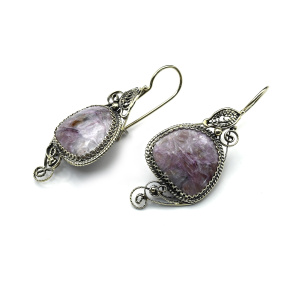 Серьги чароит 21*38мм. арт. вз336001