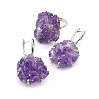 Кольцо и серьги аметист, размер-18 арт. м103129-18..