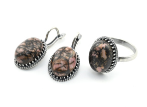 Кольцо Серьги с родонитом размер 20 арт. КС212004-20