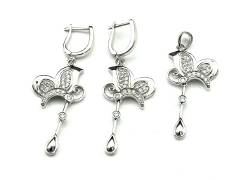 Серьги и Кулон С925,фианиты,  9,6гр. арт. с215039