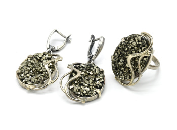 Кольцо и серьги пирит, размер-17,5 арт. жн185100-17,5