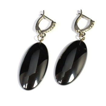 Серьги из гематита овал 15*30мм арт. 11620081вп.