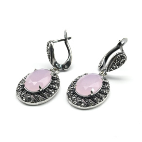 Серьги с розовым камнем (имитация) арт. КС901200....
