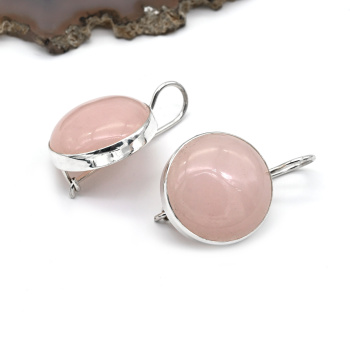 Серьги розовый кварц 21мм арт. мч332007