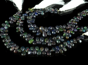 Бусины из опала черного капля на увеличение 20см, 64 бусины арт. Б11088