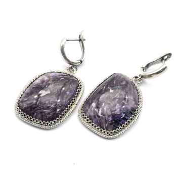 Серьги чароит 27*29мм. арт. вз336148