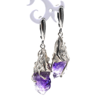 Серьги аметист 12*33мм. арт. жн303202