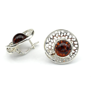 Серьги с янтарем С925 