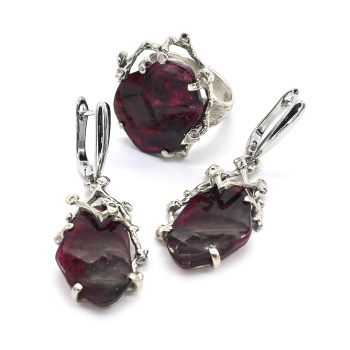Кольцо и серьги эвдиалит, размер-18 арт. м152200-18