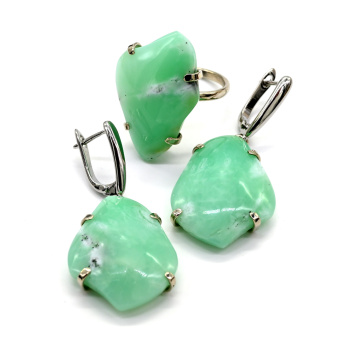 Кольцо и серьги хризопраз, размер-17,5 арт. м130007-17,5