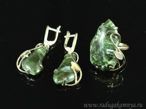 Кольцо и серьги из серафинита, размер-18 арт. м119100-18
