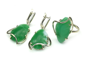Кольцо и серьги с хризопразом, размер-18 арт. м130100-18